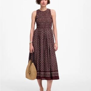 Madewell Maroon Geometric Midi Dress